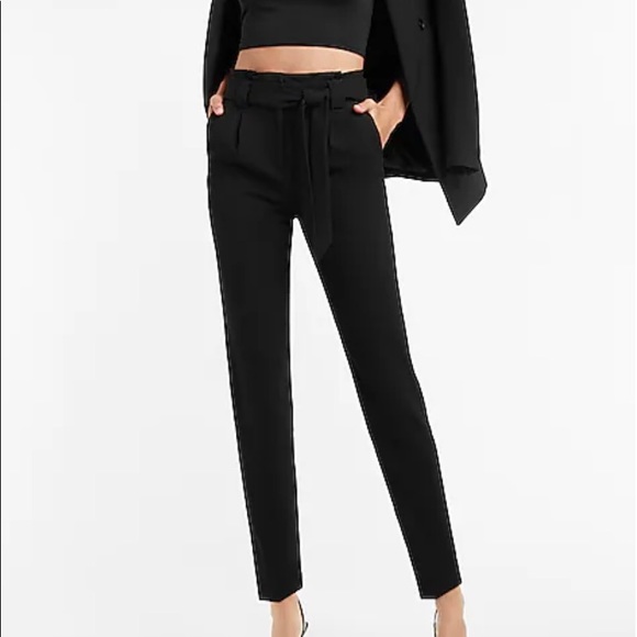 Express Pants - NWT Express Black Paper bag high rush ankle Dress pants